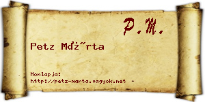 Petz Márta névjegykártya